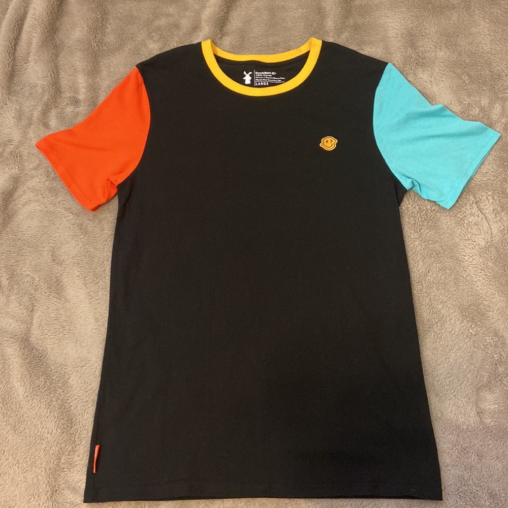 Never worn, L black Dutch Bros shirt with fun accents